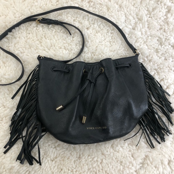 Vince Camuto Handbags - Vince Camuto | Black Leather Fringe Crossbody